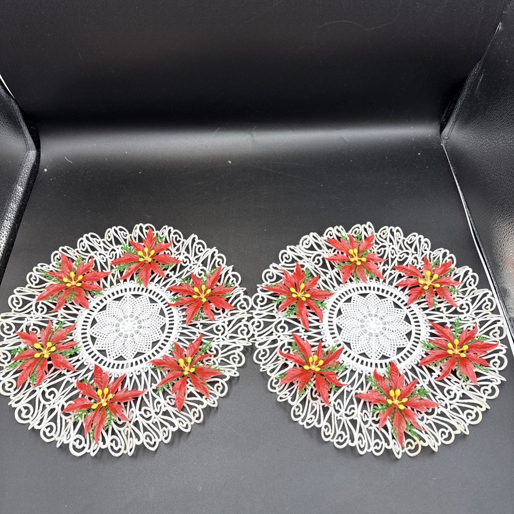 Doilies Vintage Trashtastic Plastic 11" MCM Christmas - 2